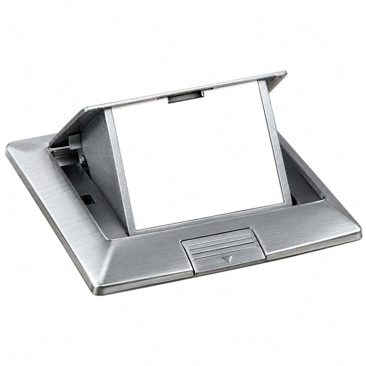 Ổ cắm âm sàn cho S-Flexi Schneider trên nền trắng, ảnh sản phẩm chính diện