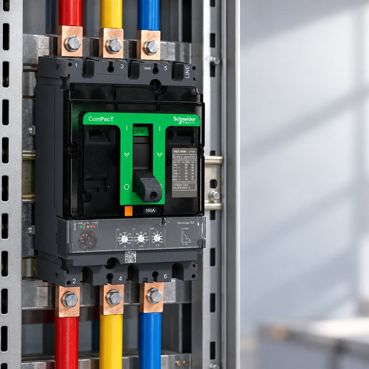 MCCB ComPacT NSX160 N/H cố định Schneider đã lắp đặt trong nhà