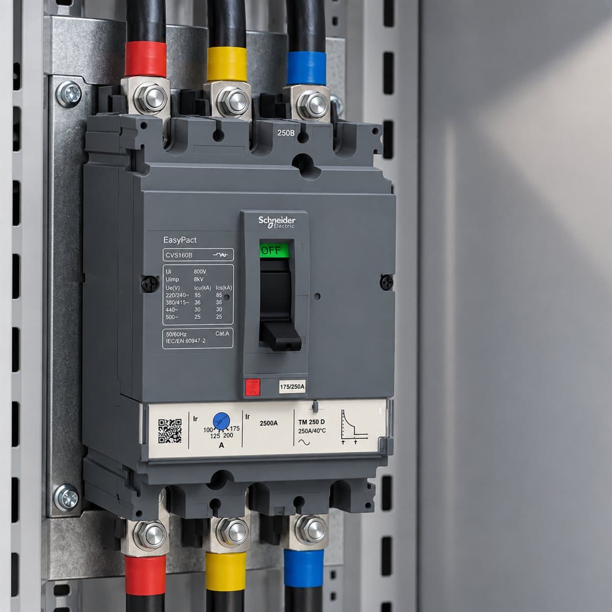 MCCB EasyPact CVS160 loại cố định Schneider đã lắp đặt trong nhà