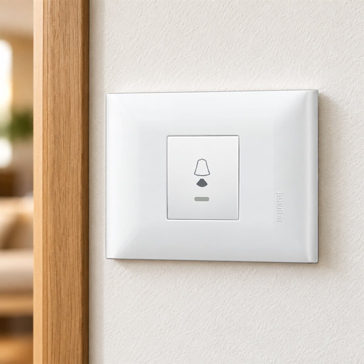 Nút nhấn chuông 10A, 1.5 mô-đun Rivia Legrand đã lắp đặt trong nhà