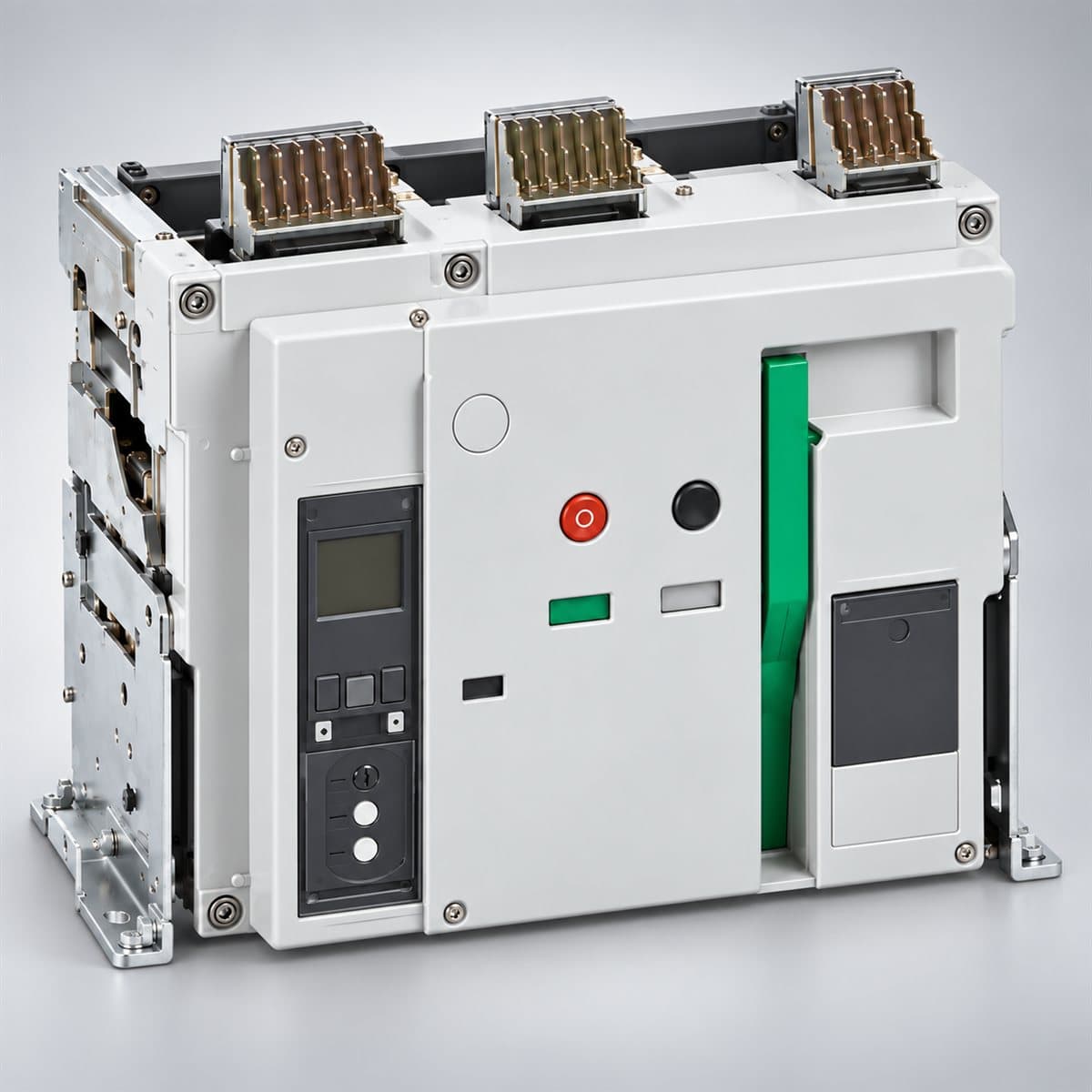 ACB EasyPact EVS 800-4000A Schneider chụp góc nghiêng 3/4, thấy rõ mặt và cạnh bên