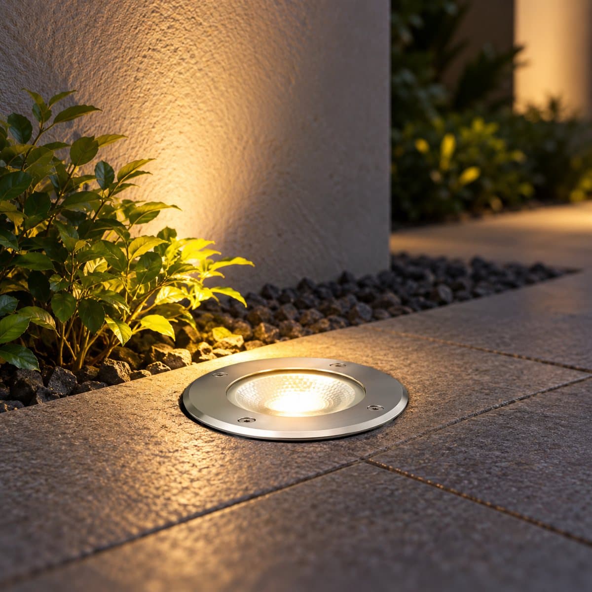 Đèn âm đất LED NGL2641 Panasonic đã lắp đặt, đang chiếu sáng