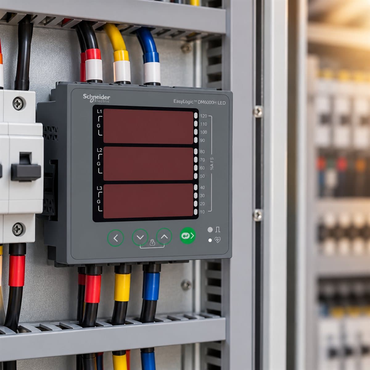 Đồng hồ đa năng DM6000H Schneider đã lắp đặt trong nhà