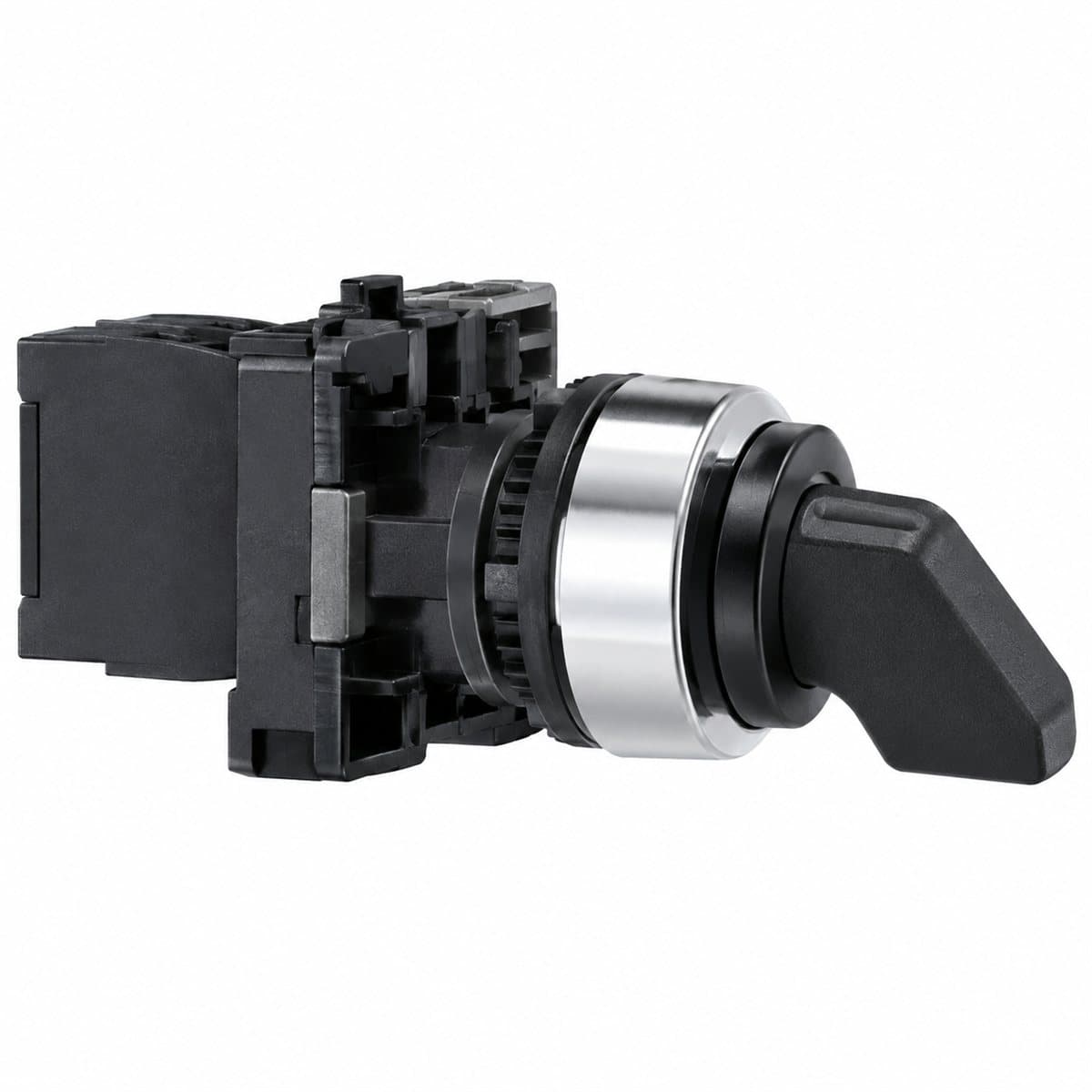 Công tắc xoay tay nắm ngắn Harmony XA2 Ø22 Schneider trên nền trắng, ảnh sản phẩm chính diện