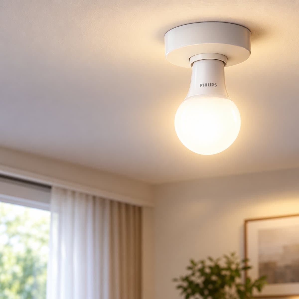Bóng LED Bulb Essential Philips đã lắp đặt, đang chiếu sáng