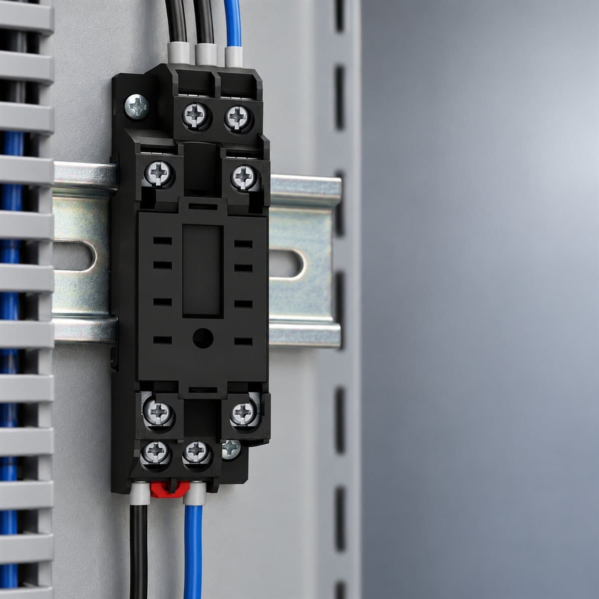 Đế rơ le REXO Optimum Schneider đã lắp đặt trong nhà