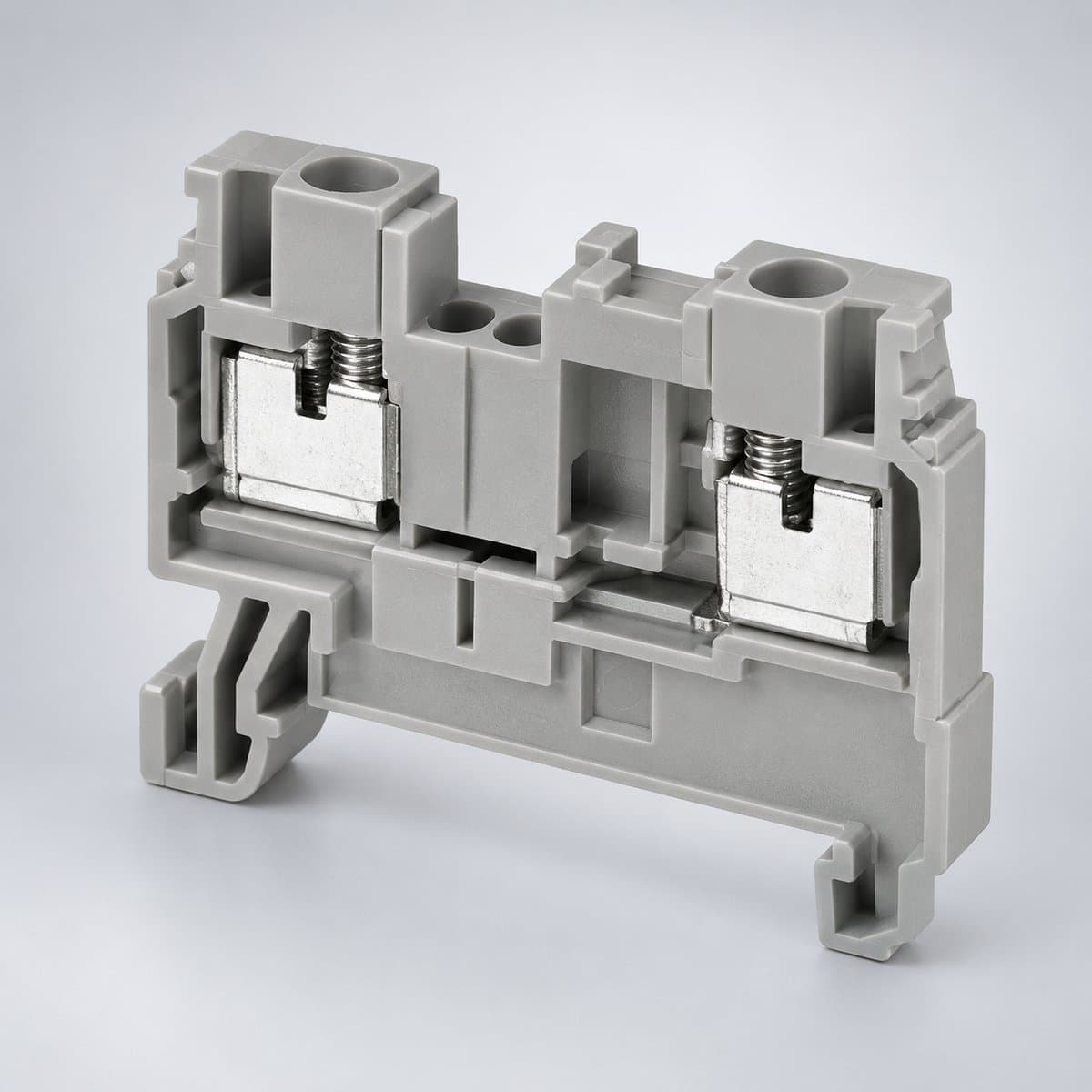 Cầu đấu vít Schneider chụp góc nghiêng 3/4, thấy rõ mặt và cạnh bên