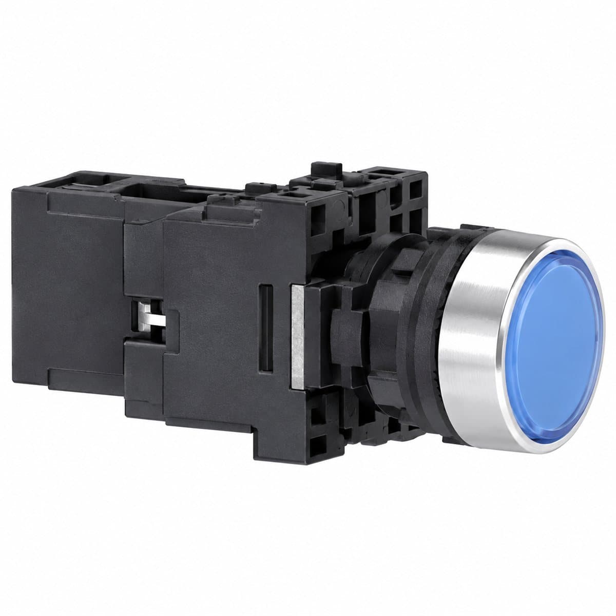 Nút nhấn có đèn Harmony XA2 Ø22 Schneider trên nền trắng, ảnh sản phẩm chính diện