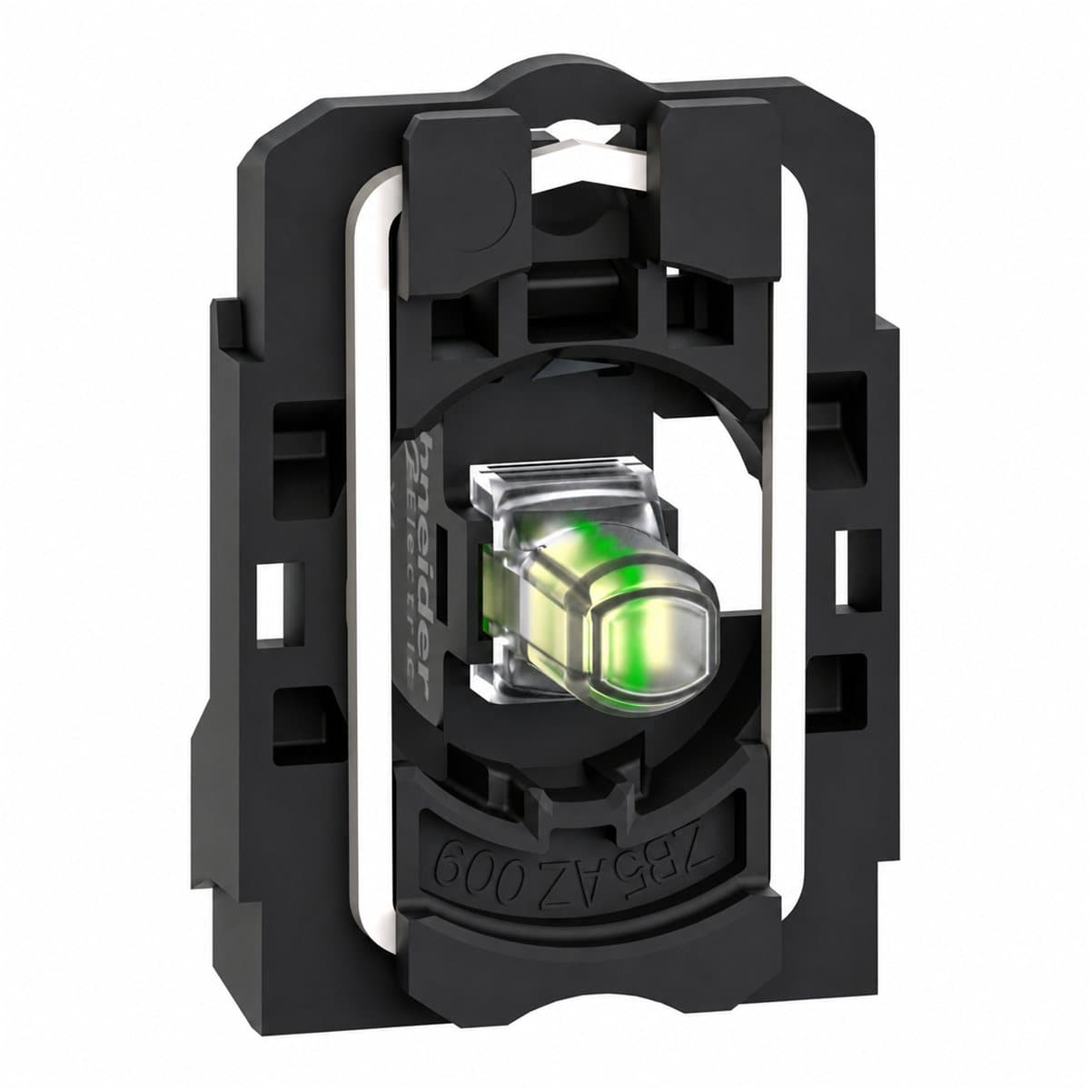 Thân đèn báo Harmony XB5 Ø22 Schneider trên nền trắng, ảnh sản phẩm chính diện