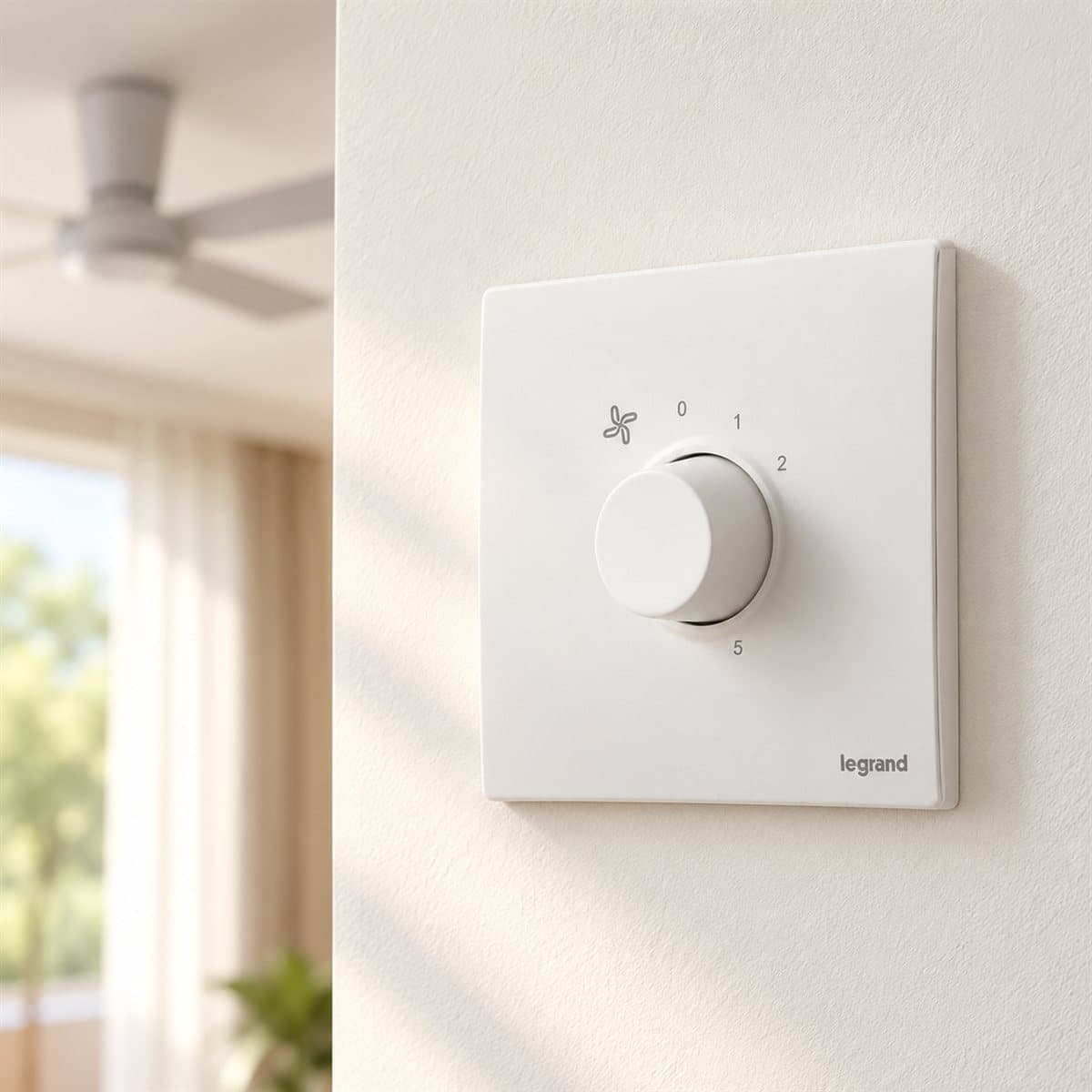 Điều chỉnh tốc độ quạt Mallia Senses Legrand đã lắp đặt trong nhà