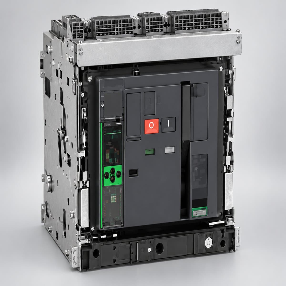 ACB MasterPacT MTZ3 Active 4000-6300A Schneider chụp góc nghiêng 3/4, thấy rõ mặt và cạnh bên