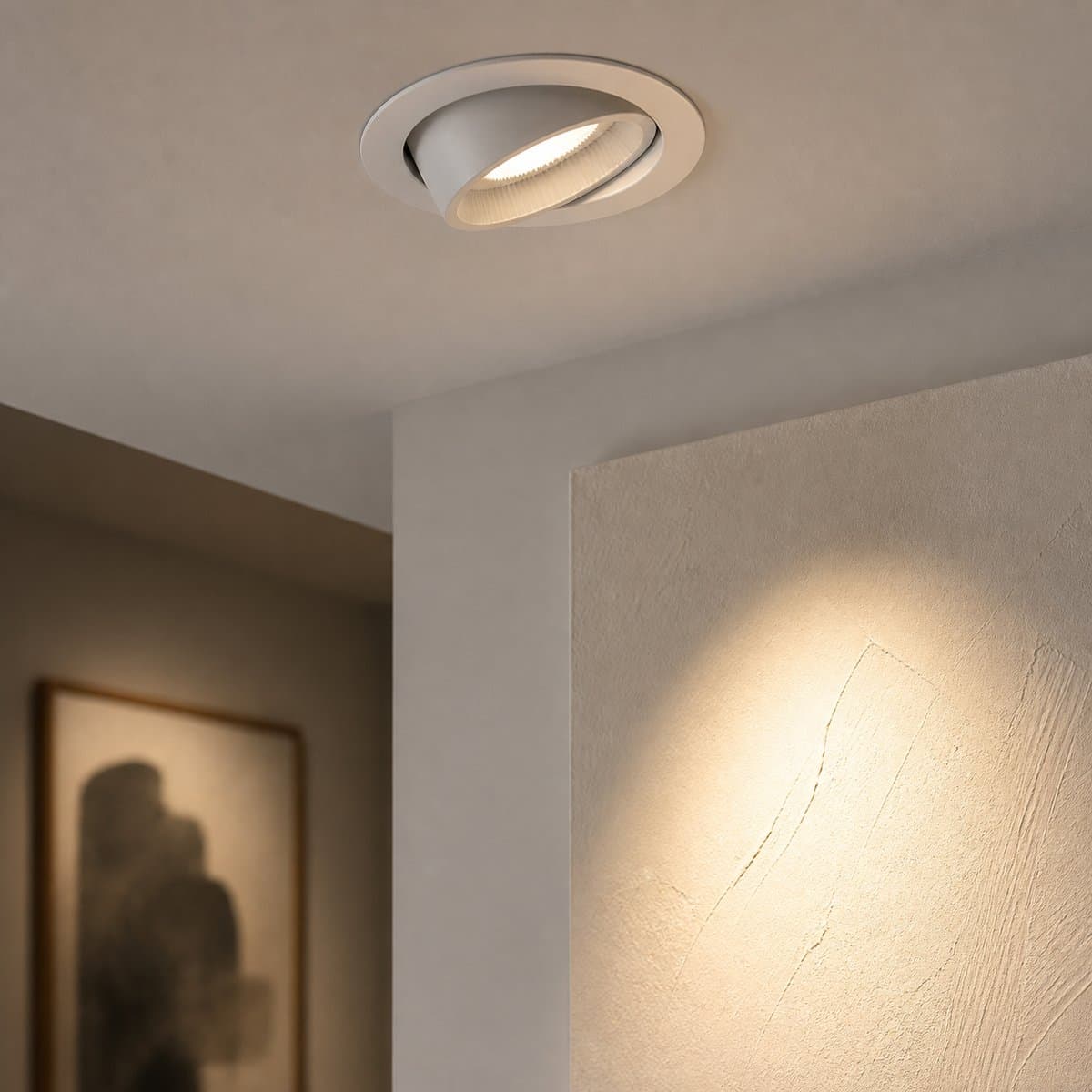 DOWNLIGHT CHỈNH GÓC đã lắp đặt, đang chiếu sáng