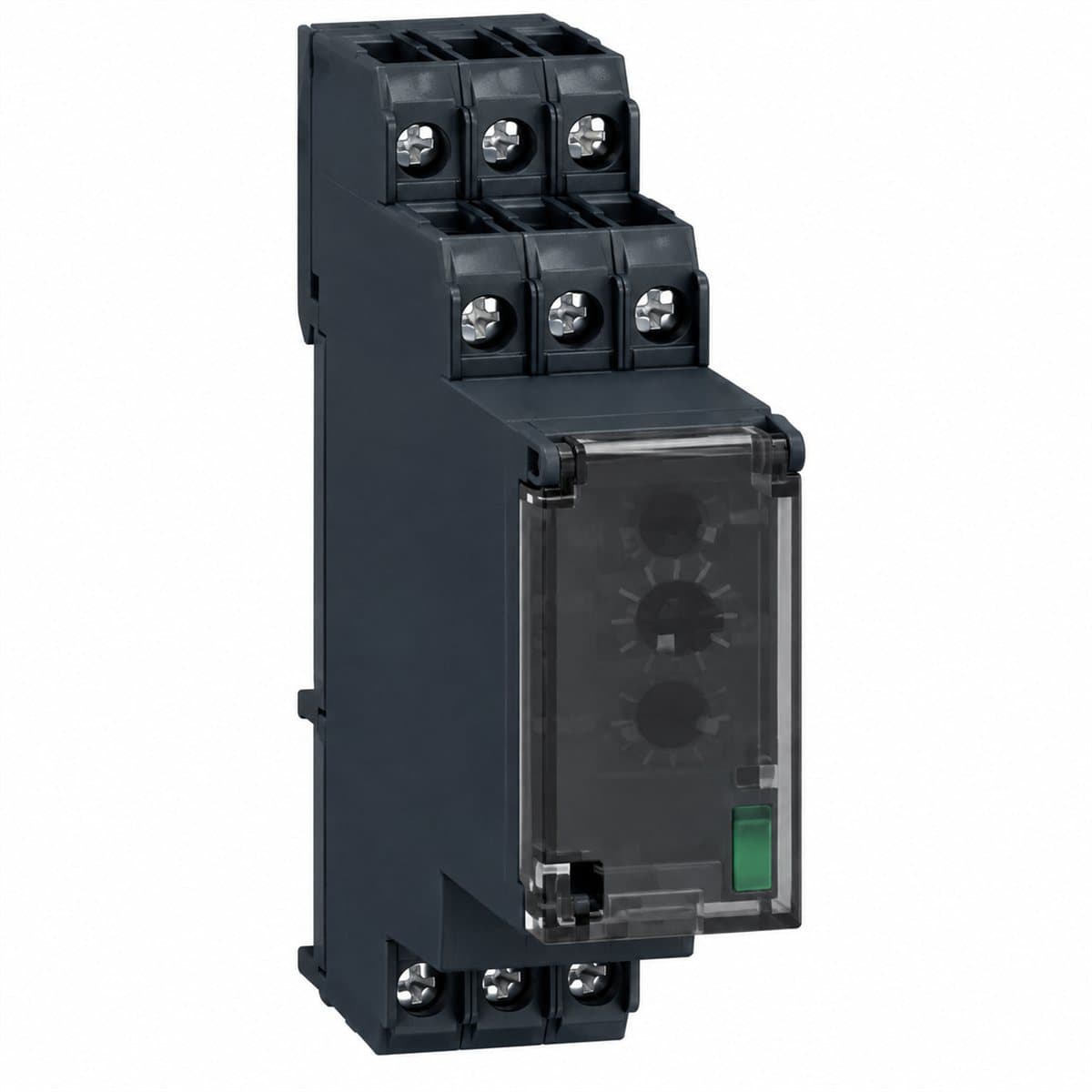 Rơ le giám sát dòng Harmony RM35 Schneider trên nền trắng, ảnh sản phẩm chính diện