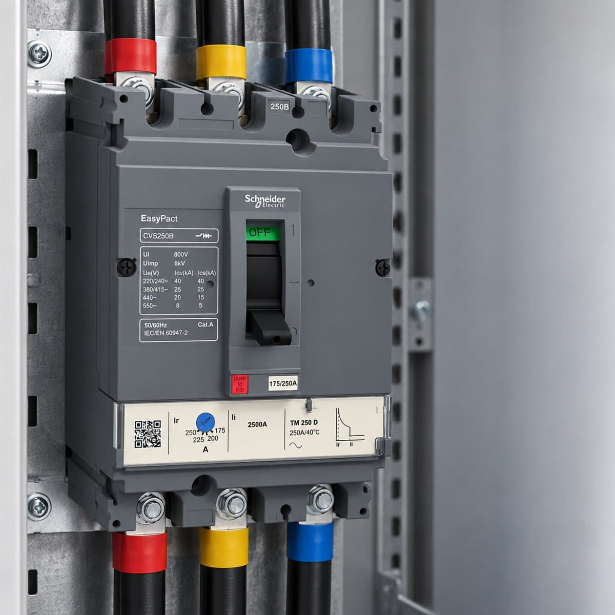 MCCB EasyPact CVS100 loại cố định Schneider đã lắp đặt trong nhà