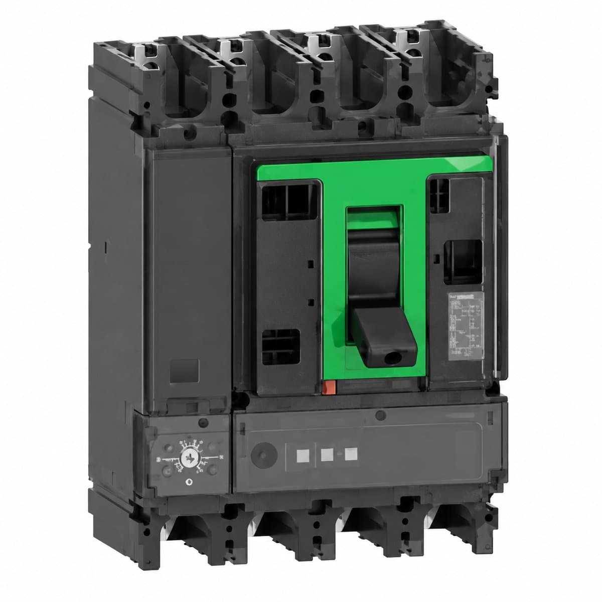 MCCB ComPacT NSX N/H loại cố định Schneider trên nền trắng, ảnh sản phẩm chính diện