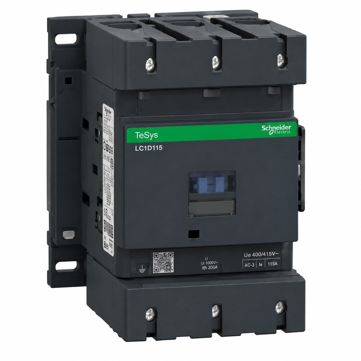 Khởi động từ TeSys LC1D Schneider trên nền trắng, ảnh sản phẩm chính diện