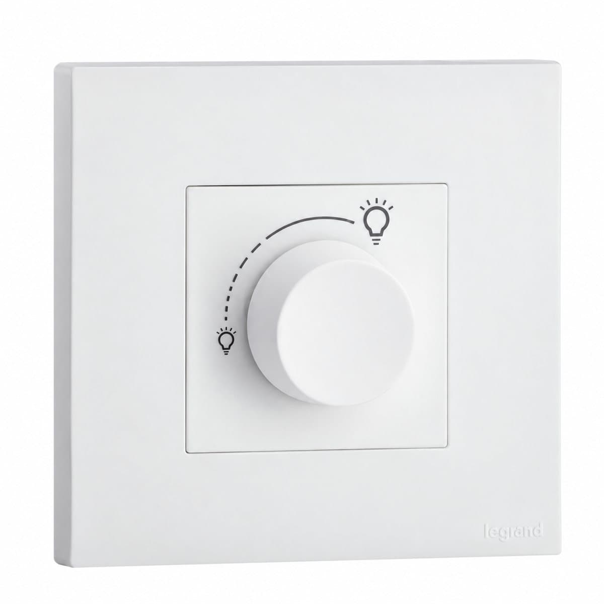 Điều chỉnh độ sáng đèn 300W RCD+LED Obria Legrand trên nền trắng, ảnh sản phẩm chính diện