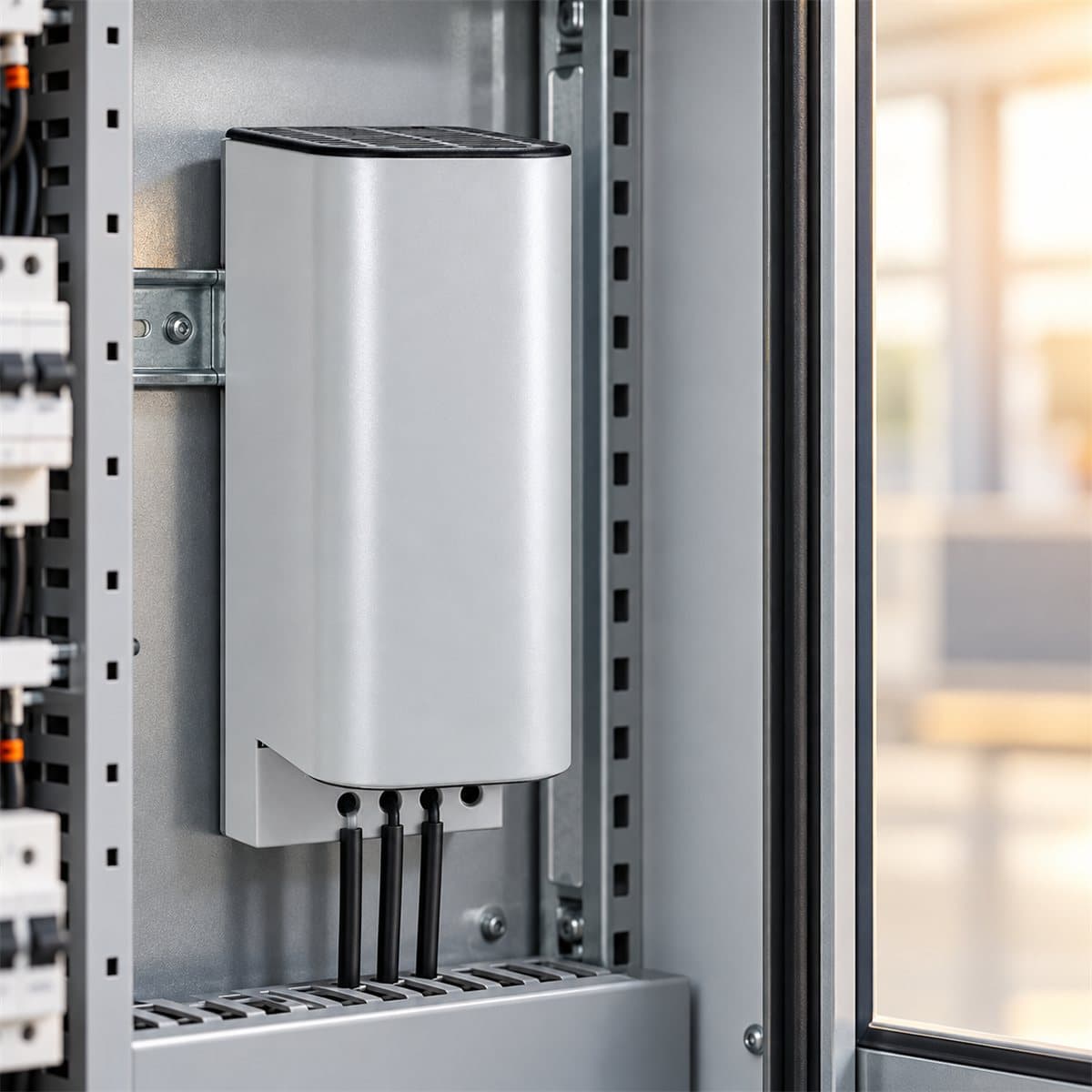 Điện trở sưởi cách điện 4 cực cho tủ điện Schneider đã lắp đặt trong nhà