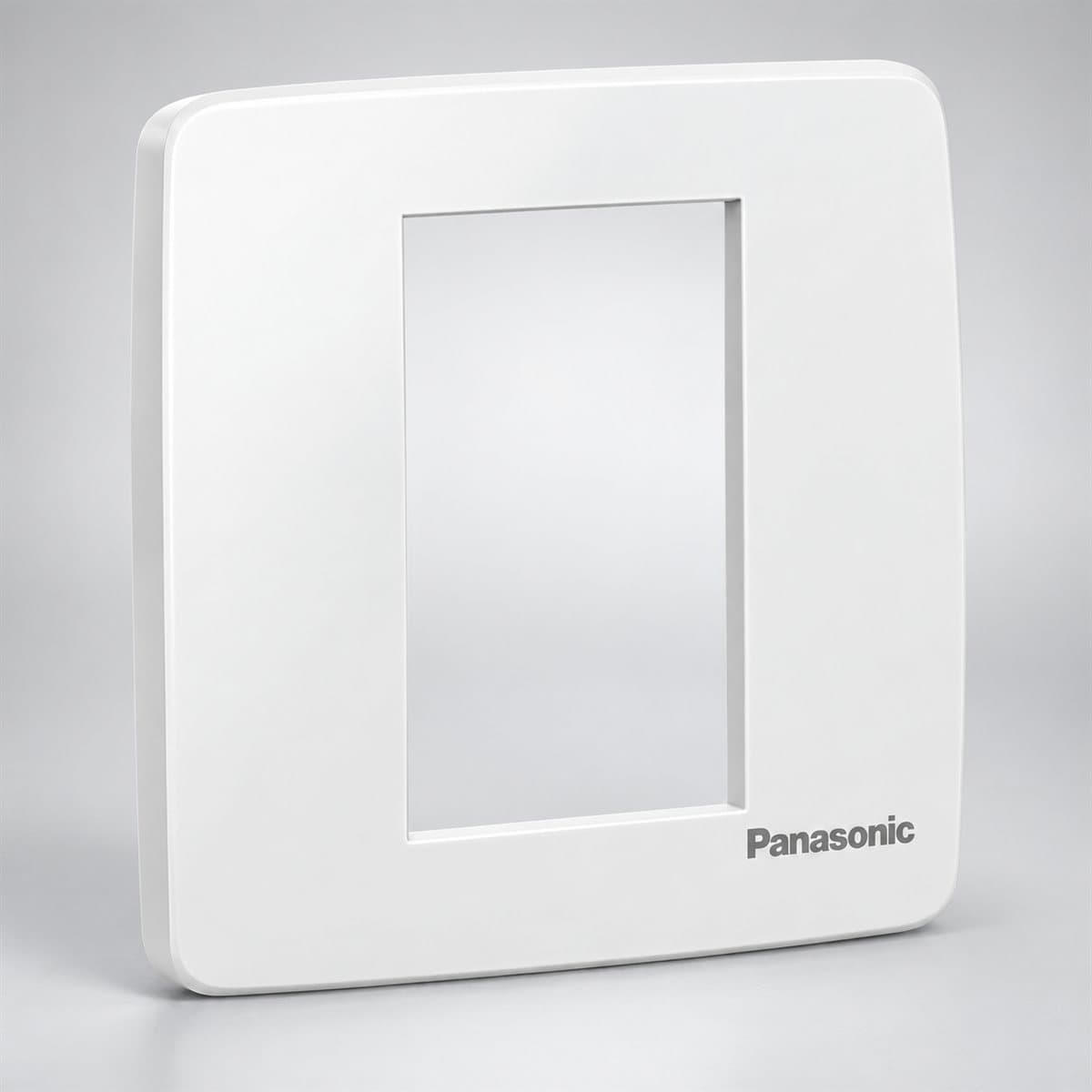 Mặt vuông dùng cho 3 thiết bị Minerva Panasonic chụp góc nghiêng 3/4, thấy rõ mặt và cạnh bên