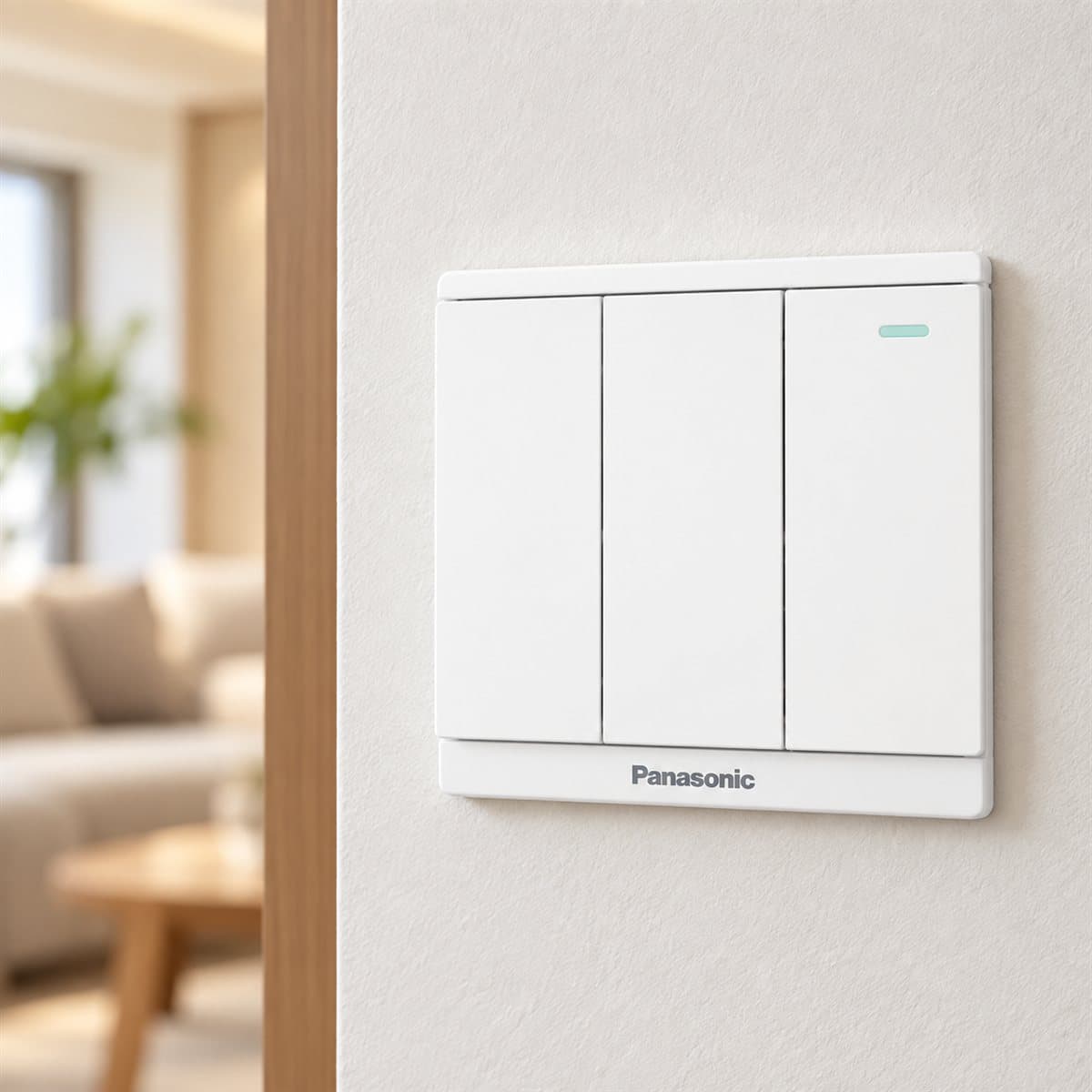Bộ 3 công tắc B, 1 chiều, dạ quang Moderva Panasonic đã lắp đặt trong nhà