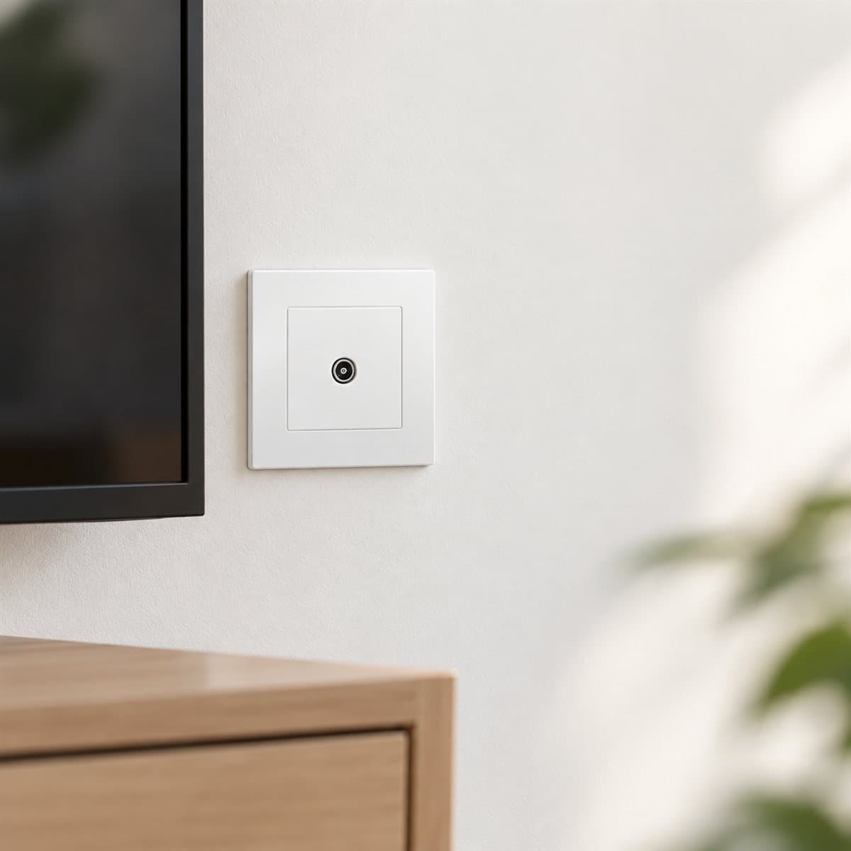 Ổ cắm TV đơn Vivace Schneider đã lắp đặt trong nhà