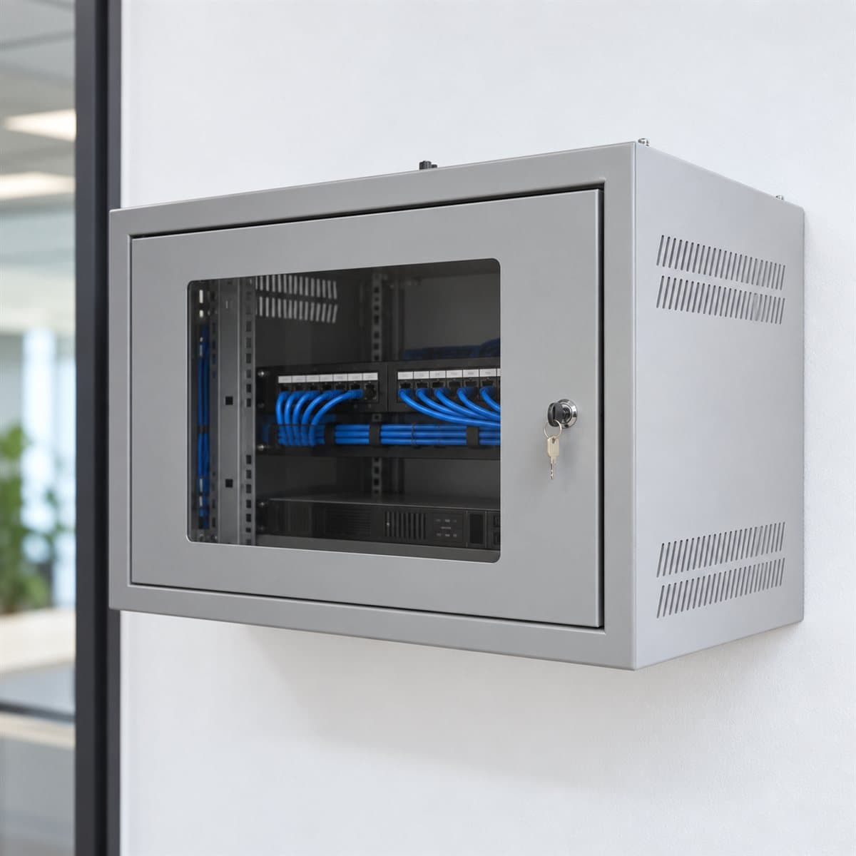 Tủ rack treo tường G Legrand đã lắp đặt trong nhà