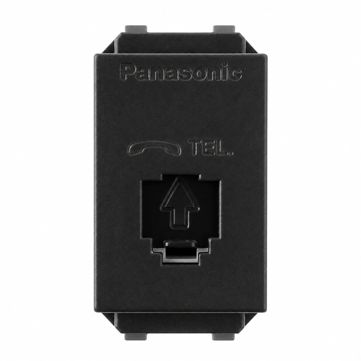 Ổ cắm điện thoại 4 cực Gen-X Panasonic trên nền trắng, ảnh sản phẩm chính diện