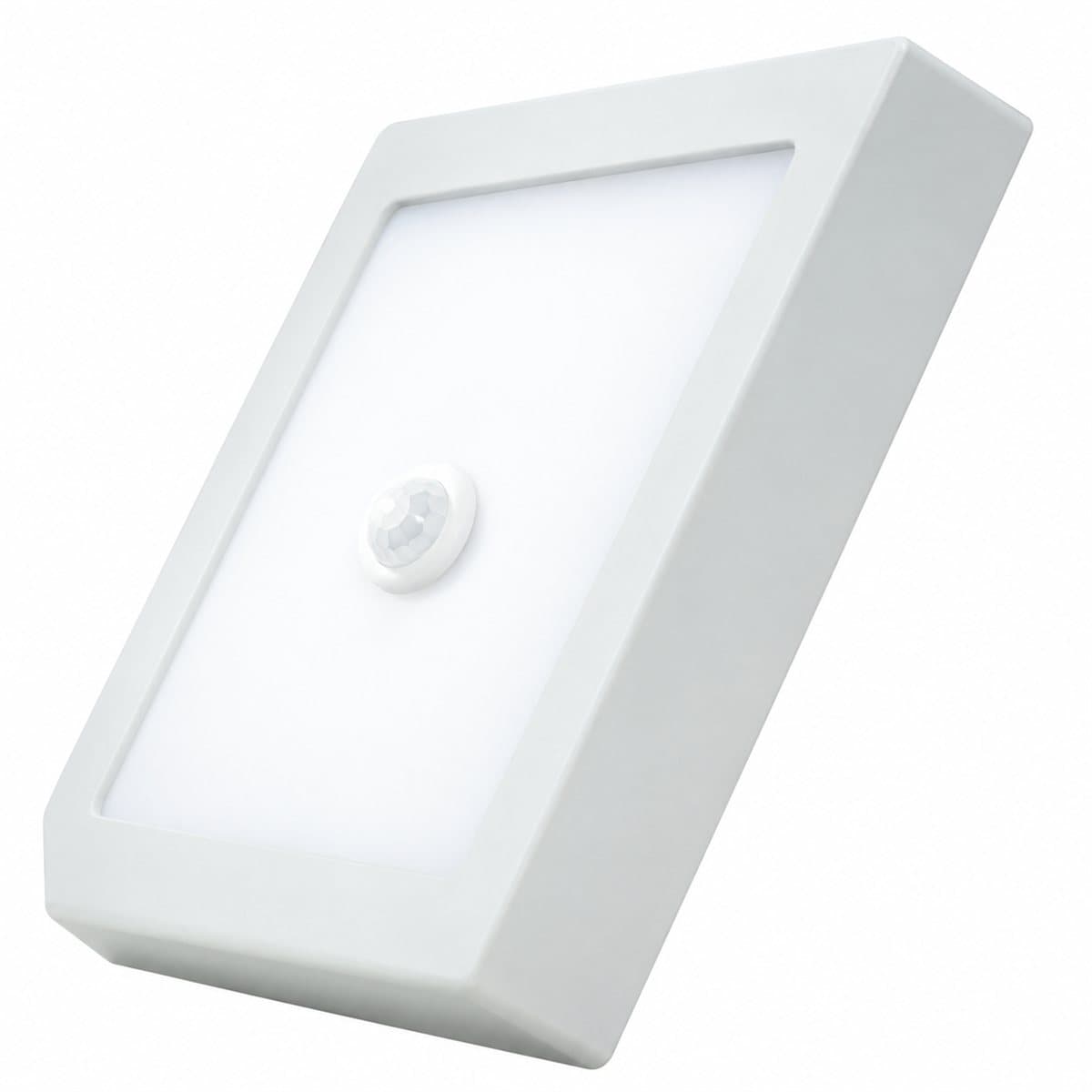 Đèn panel ốp nổi cảm biến vuông Panasonic trên nền trắng, ảnh sản phẩm chính diện