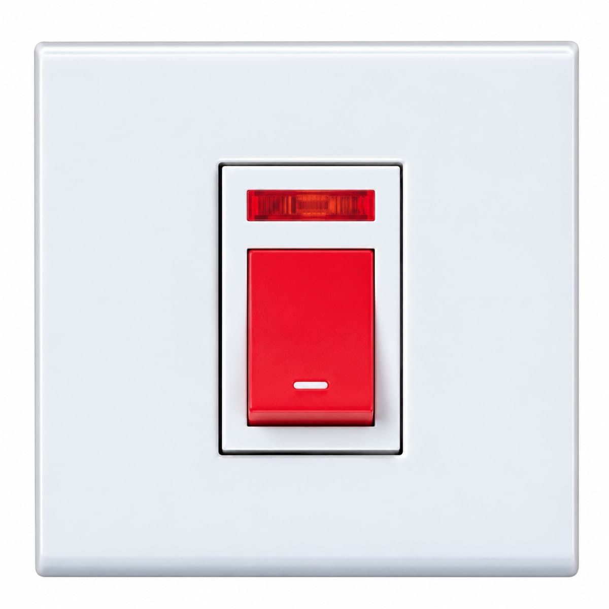 Bộ công tắc D 2 cực có đèn báo chuẩn BS Wide Panasonic trên nền trắng, ảnh sản phẩm chính diện