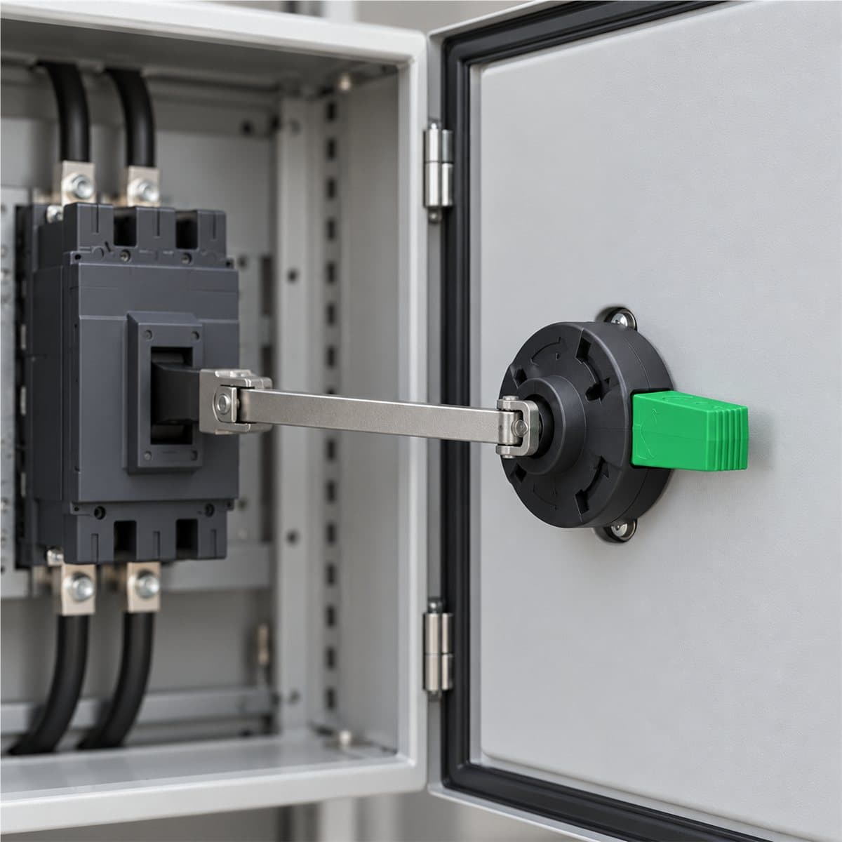 Trục thao tác mở cửa tủ cho MCCB ComPacT NSXm Schneider đã lắp đặt trong nhà
