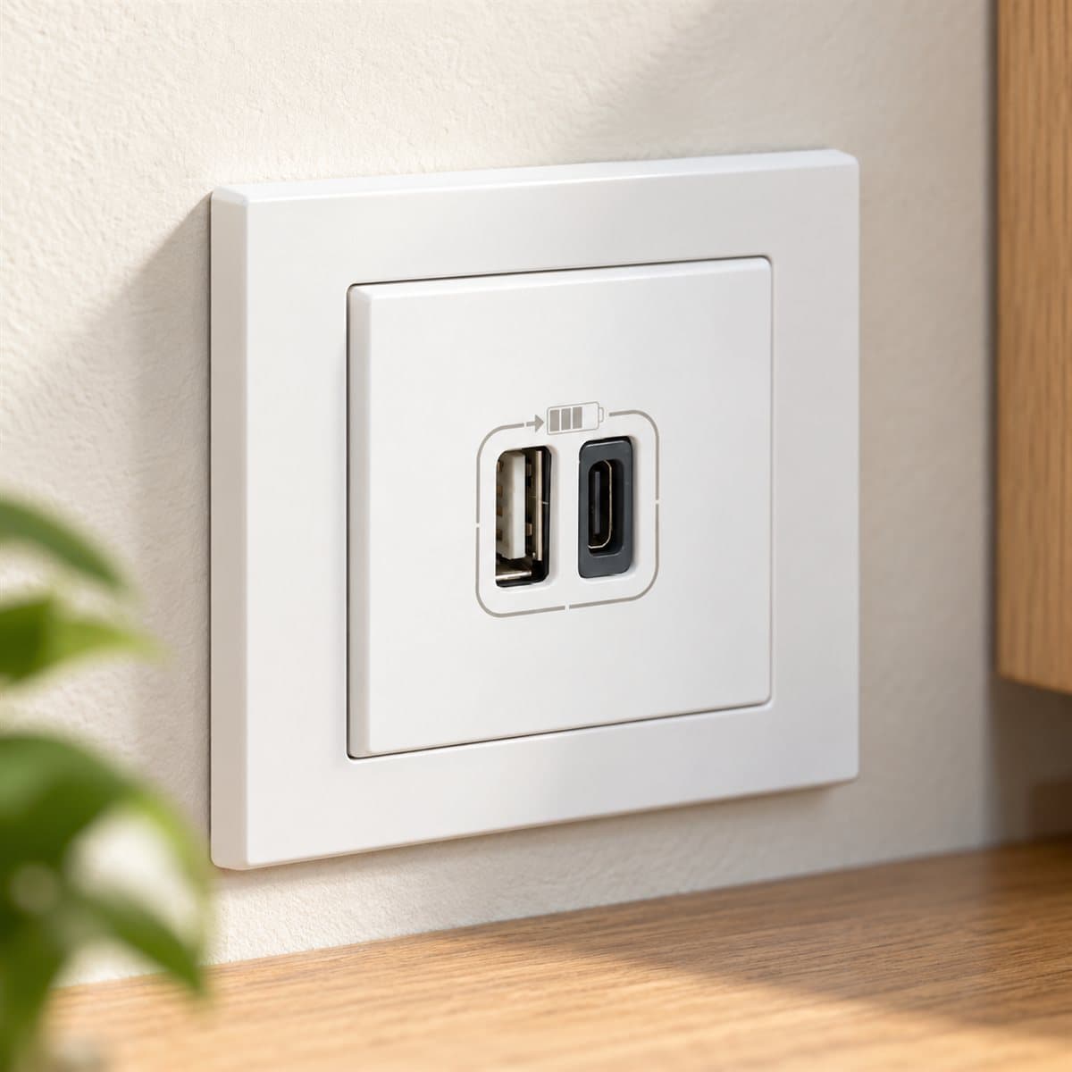 Ổ sạc USB đôi type A + Type C, 15W, 2 mô-đun hộp âm sàn Legrand đã lắp đặt trong nhà