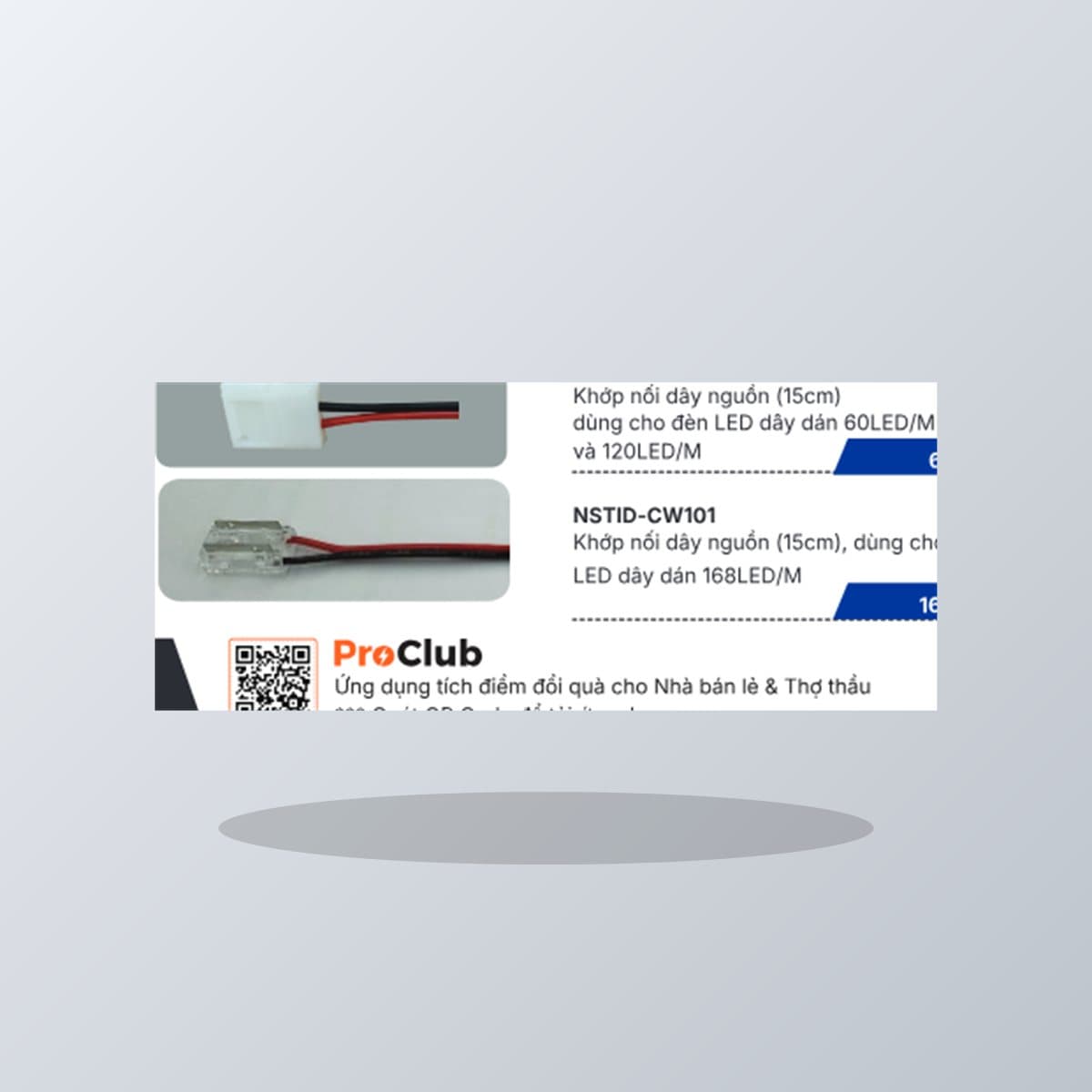Đèn Khớp nối dây nguồn 15cm LED dây Panasonic chụp góc nghiêng 3/4, thấy rõ thân và cạnh bên