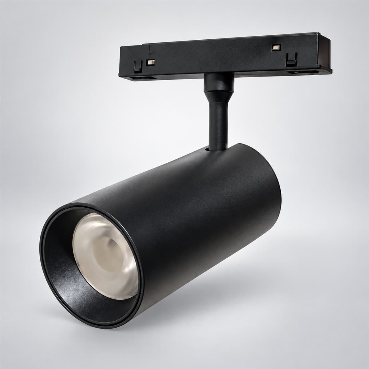 Đèn ray nam châm spotlight xoay góc 12W 24° Tunable white Lumi chụp góc nghiêng 3/4, thấy rõ thân và cạnh bên