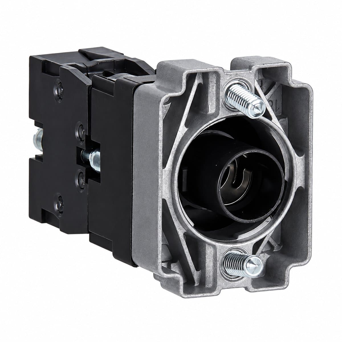Thân nút có đèn cấp trực tiếp Easy Harmony XB2 Schneider trên nền trắng, ảnh sản phẩm chính diện