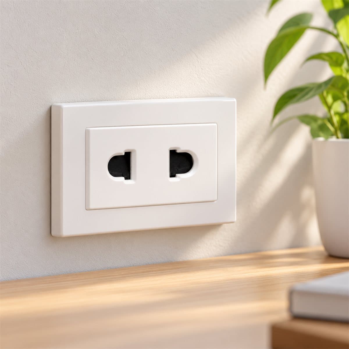 Ổ cắm đơn 2 chấu S-Flexi size S Schneider đã lắp đặt trong nhà