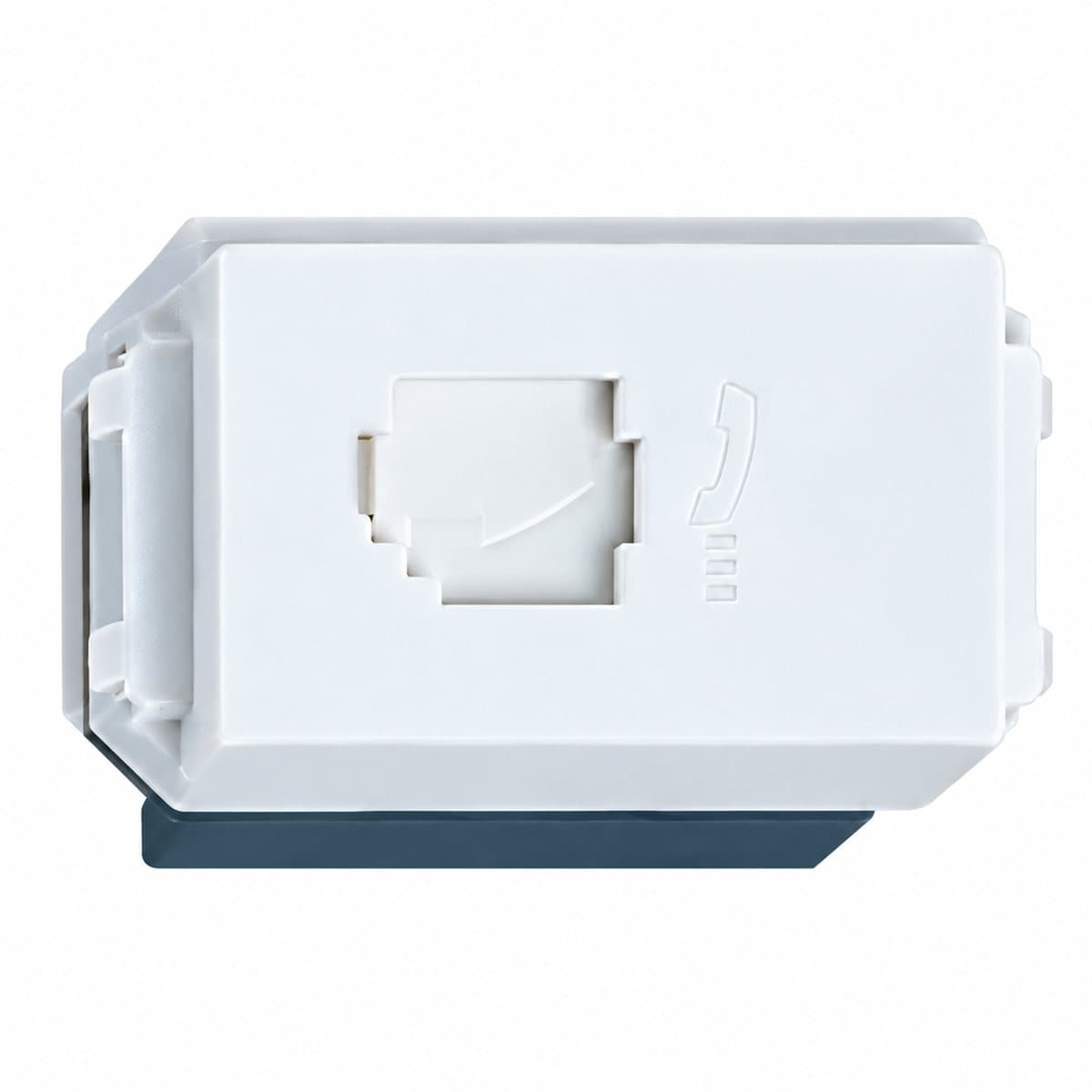 Ổ cắm điện thoại 4 cực Halumie Panasonic trên nền trắng, ảnh sản phẩm chính diện
