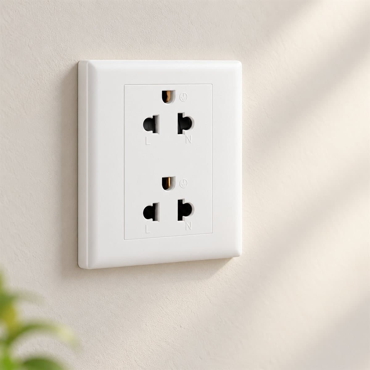 Ổ cắm đôi 3 chấu Eloé Legrand đã lắp đặt trong nhà