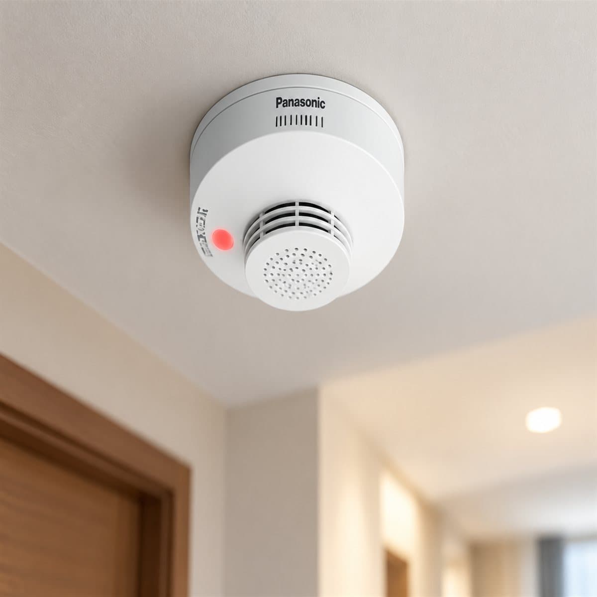 Đầu báo khói dùng pin Panasonic đã lắp đặt trong nhà