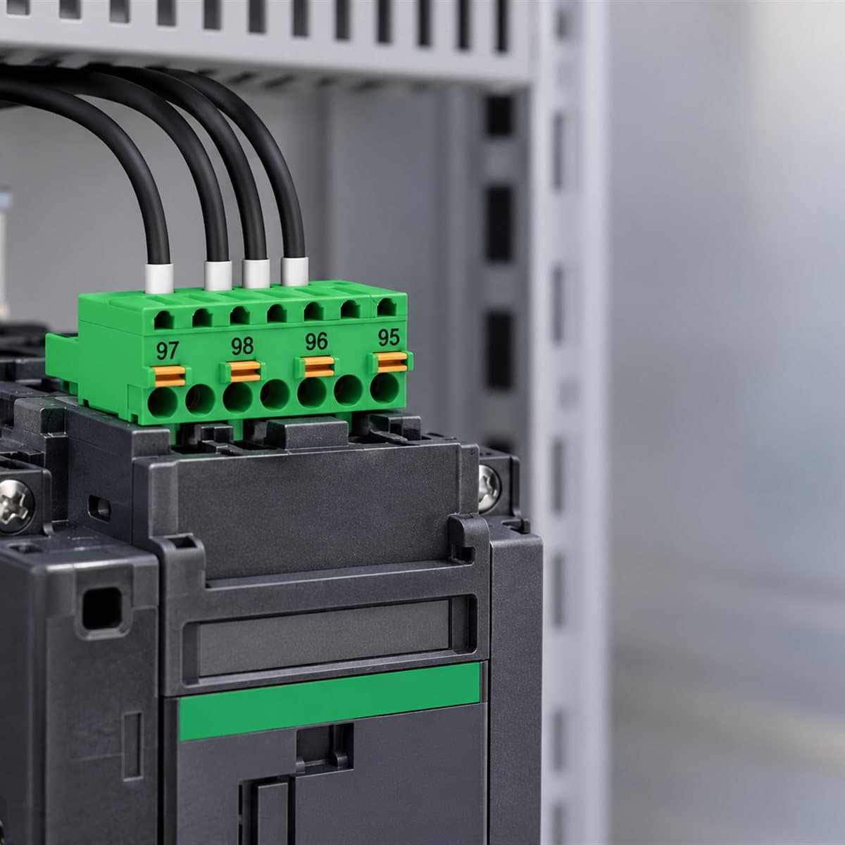 Bộ chuyển đấu nối push-in TeSys Giga Schneider đã lắp đặt trong nhà