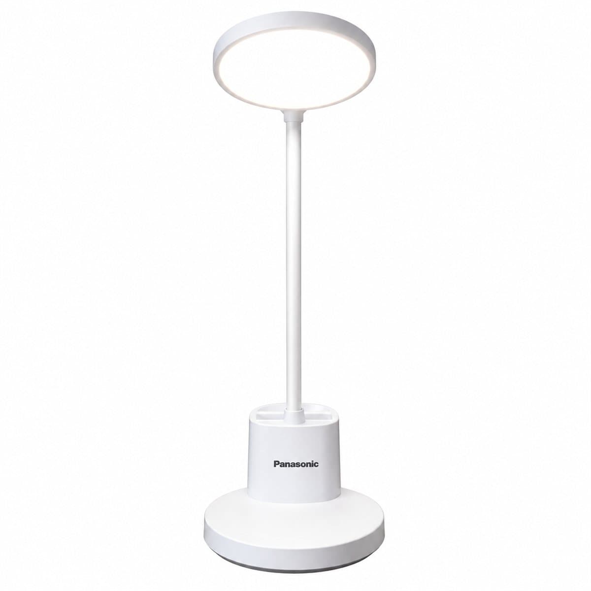 Đèn bàn LED kèm cốc sạc Panasonic trên nền trắng, ảnh sản phẩm chính diện