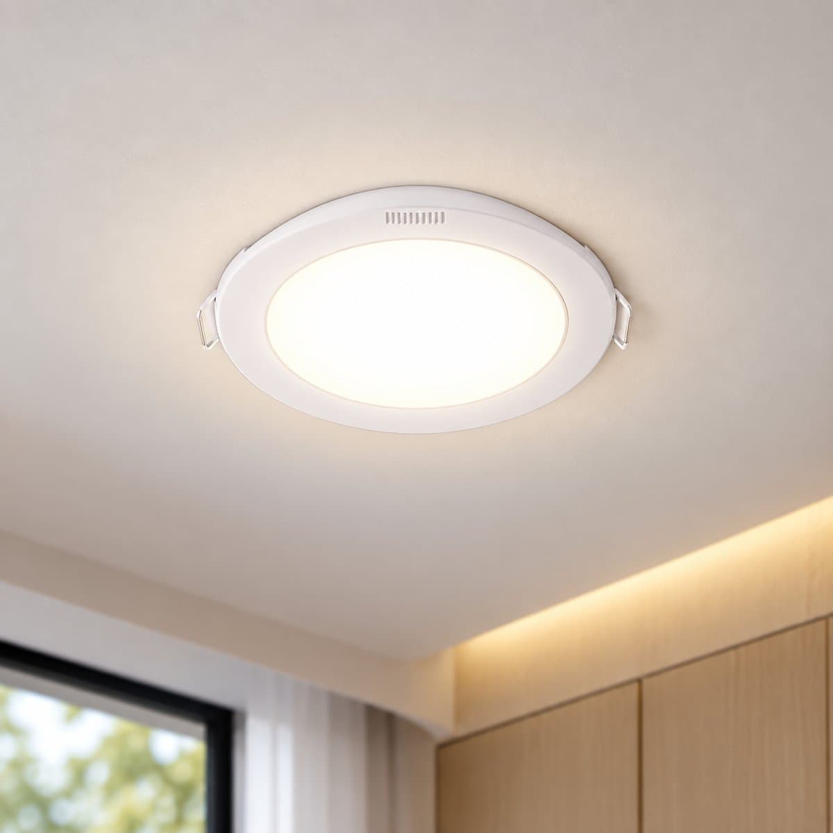 Đèn LED âm trần đổi màu Meson SSW Philips đã lắp đặt, đang chiếu sáng