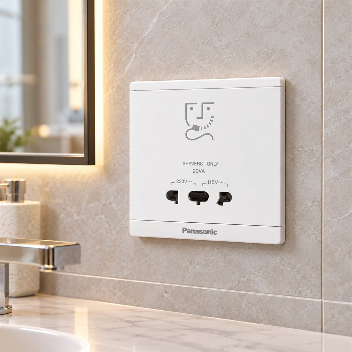Ổ cắm máy cạo râu Moderva Panasonic đã lắp đặt trong nhà