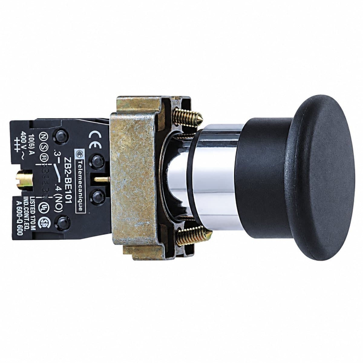 Nút nhấn nấm trọn bộ Easy Harmony XB2 Schneider trên nền trắng, ảnh sản phẩm chính diện