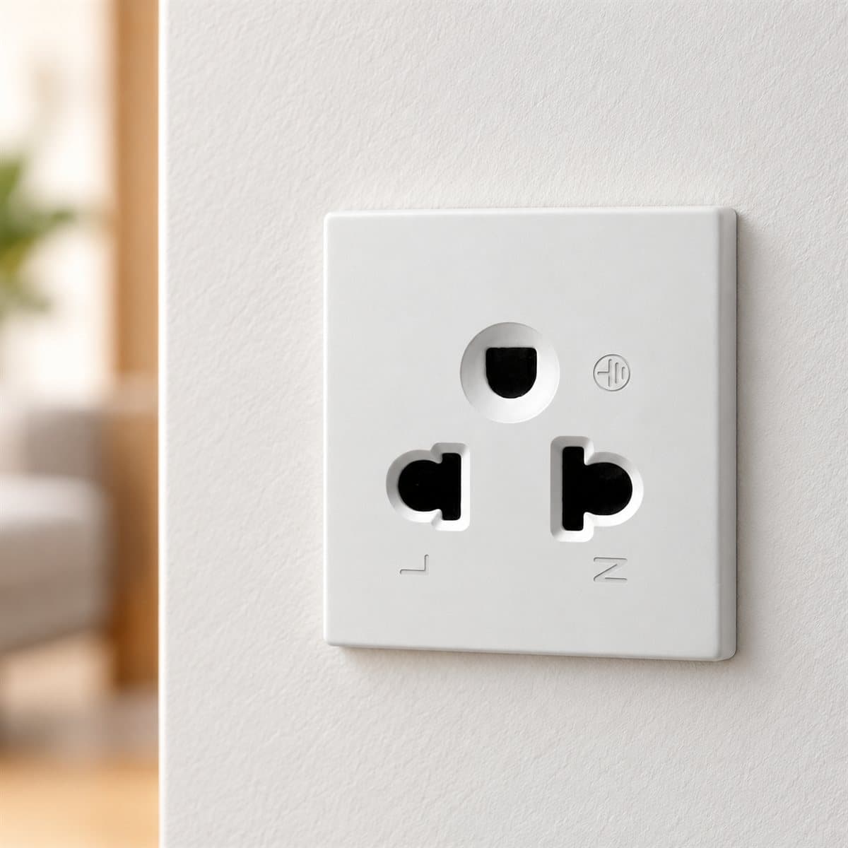 Ổ cắm đơn 3 chấu ZENcelo A Schneider đã lắp đặt trong nhà