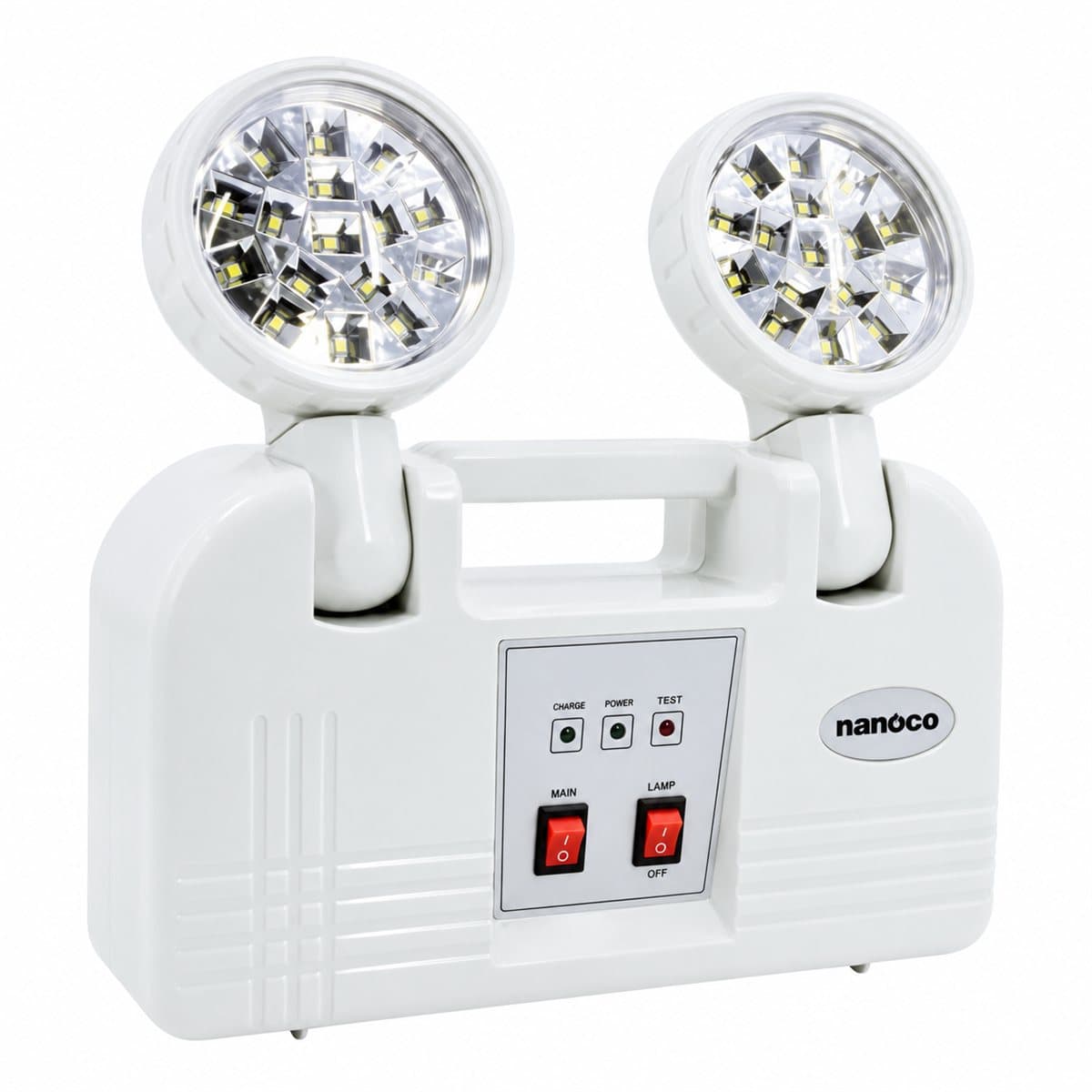 Đèn LED chiếu sáng khẩn cấp Panasonic trên nền trắng, ảnh sản phẩm chính diện