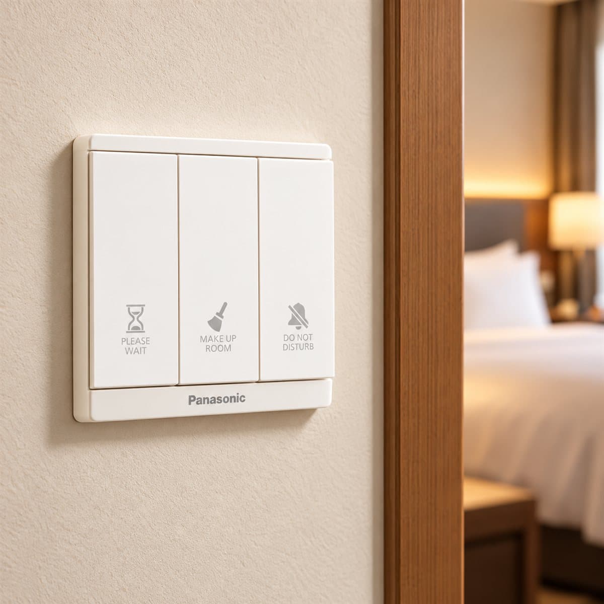Công tắc có đèn báo "Không làm phiền", "Dọn phòng" Moderva Panasonic đã lắp đặt trong nhà