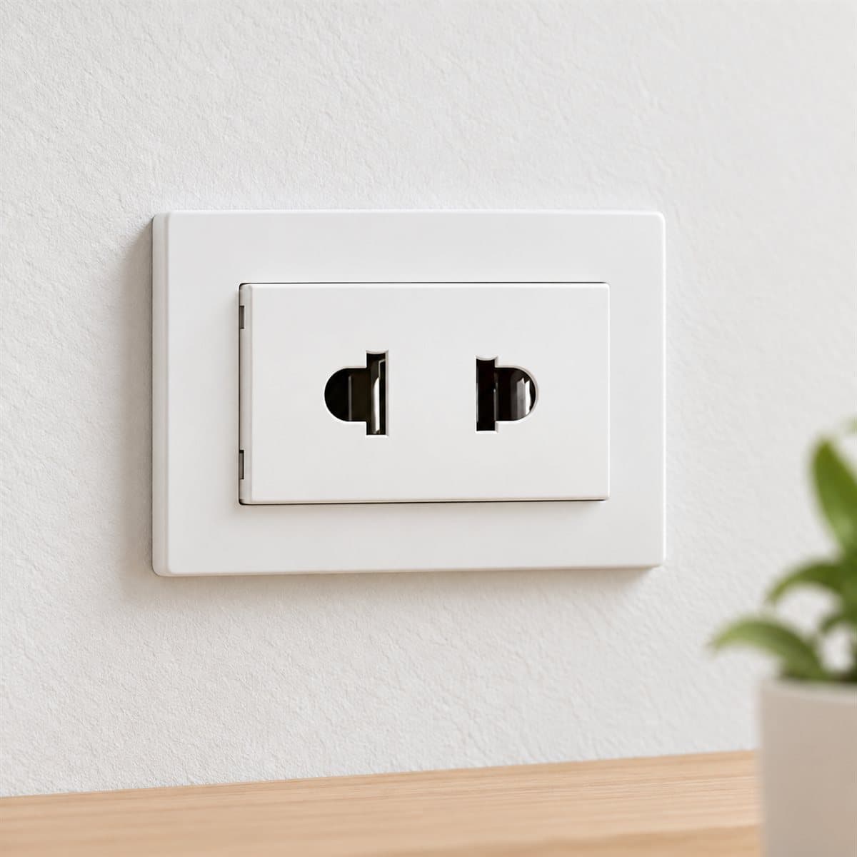 Ổ cắm đơn 2 chấu, 1 mô-đun Rivia Legrand đã lắp đặt trong nhà