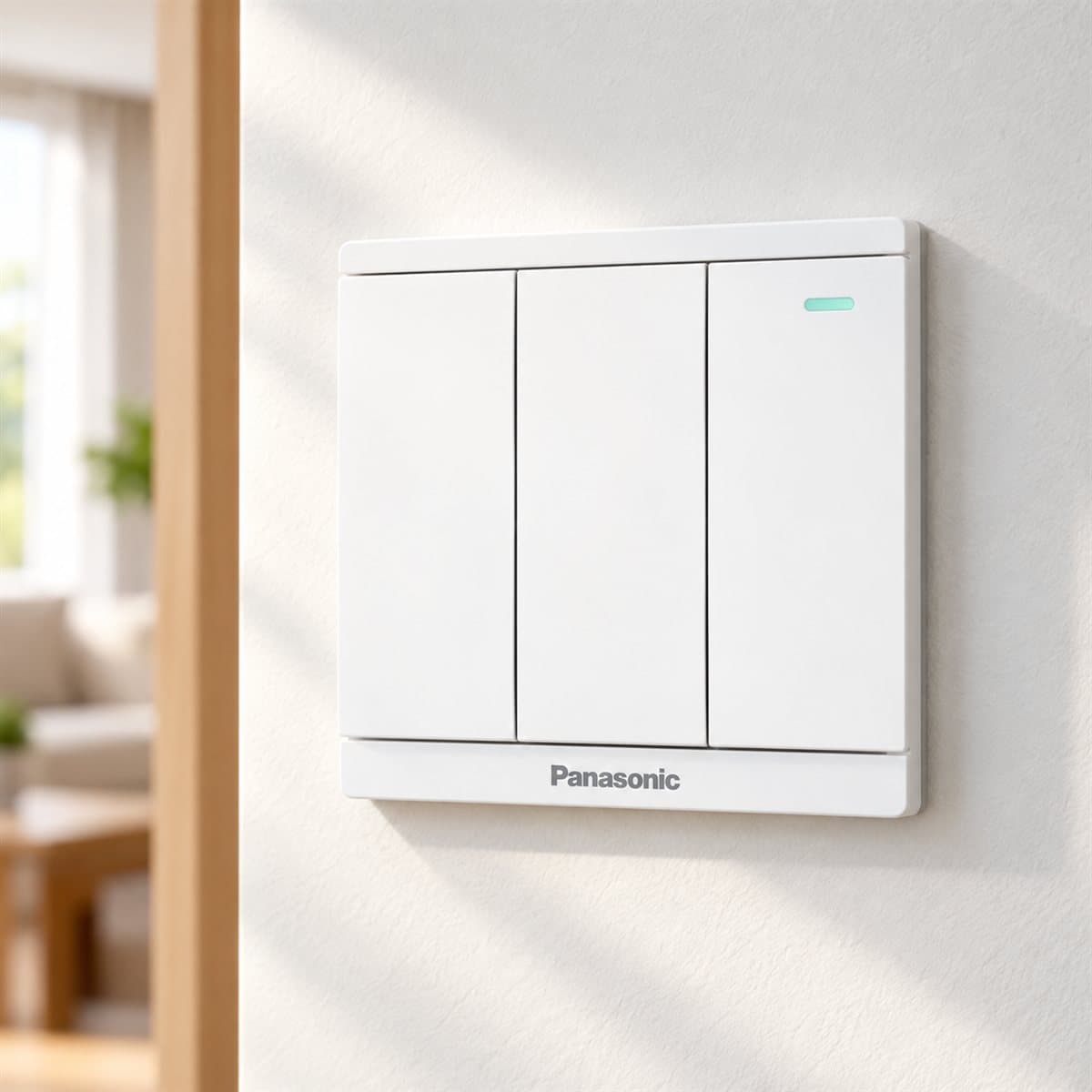 Bộ 3 công tắc C, 2 chiều, dạ quang Moderva Panasonic đã lắp đặt trong nhà