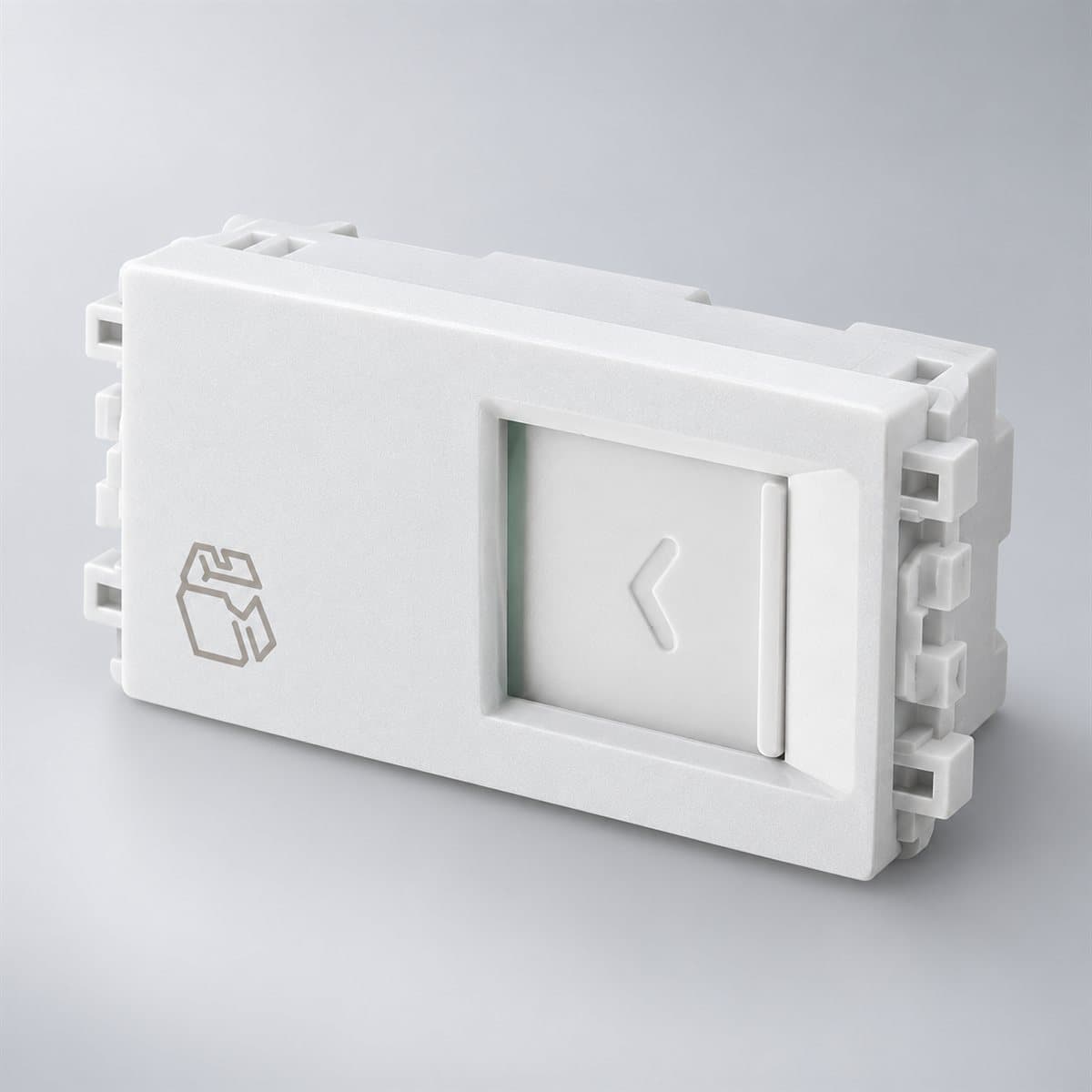 Ổ data cat6 ZENcelo A Schneider chụp góc nghiêng 3/4, thấy rõ mặt và cạnh bên