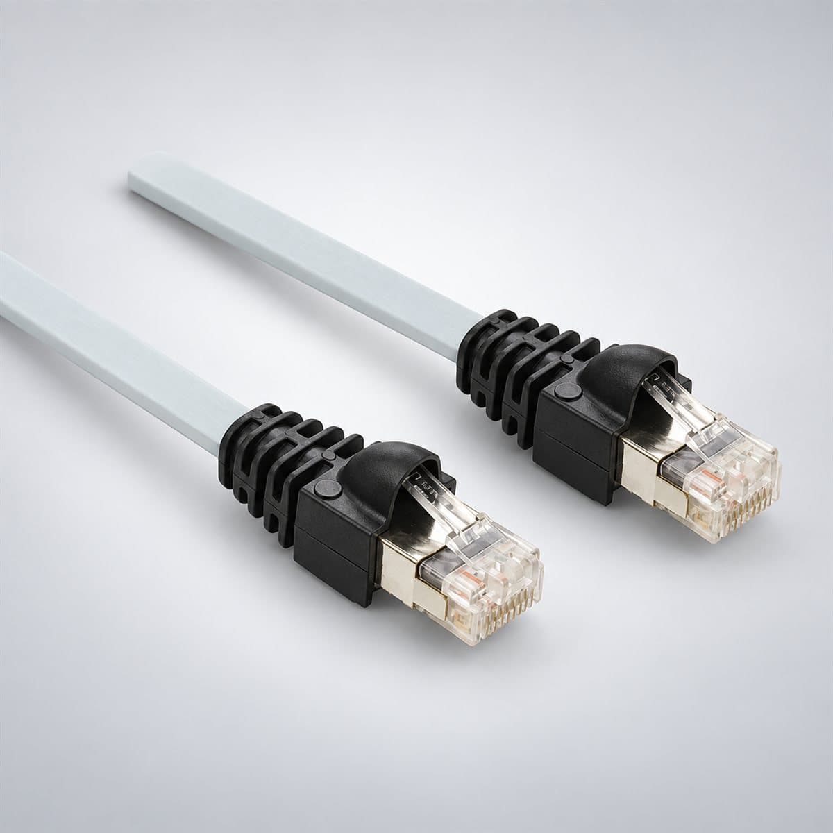 Cáp nối màn hình rời, 2 đầu RJ45 cho ATV600/ATV900 Schneider chụp góc nghiêng 3/4, thấy rõ mặt và cạnh bên